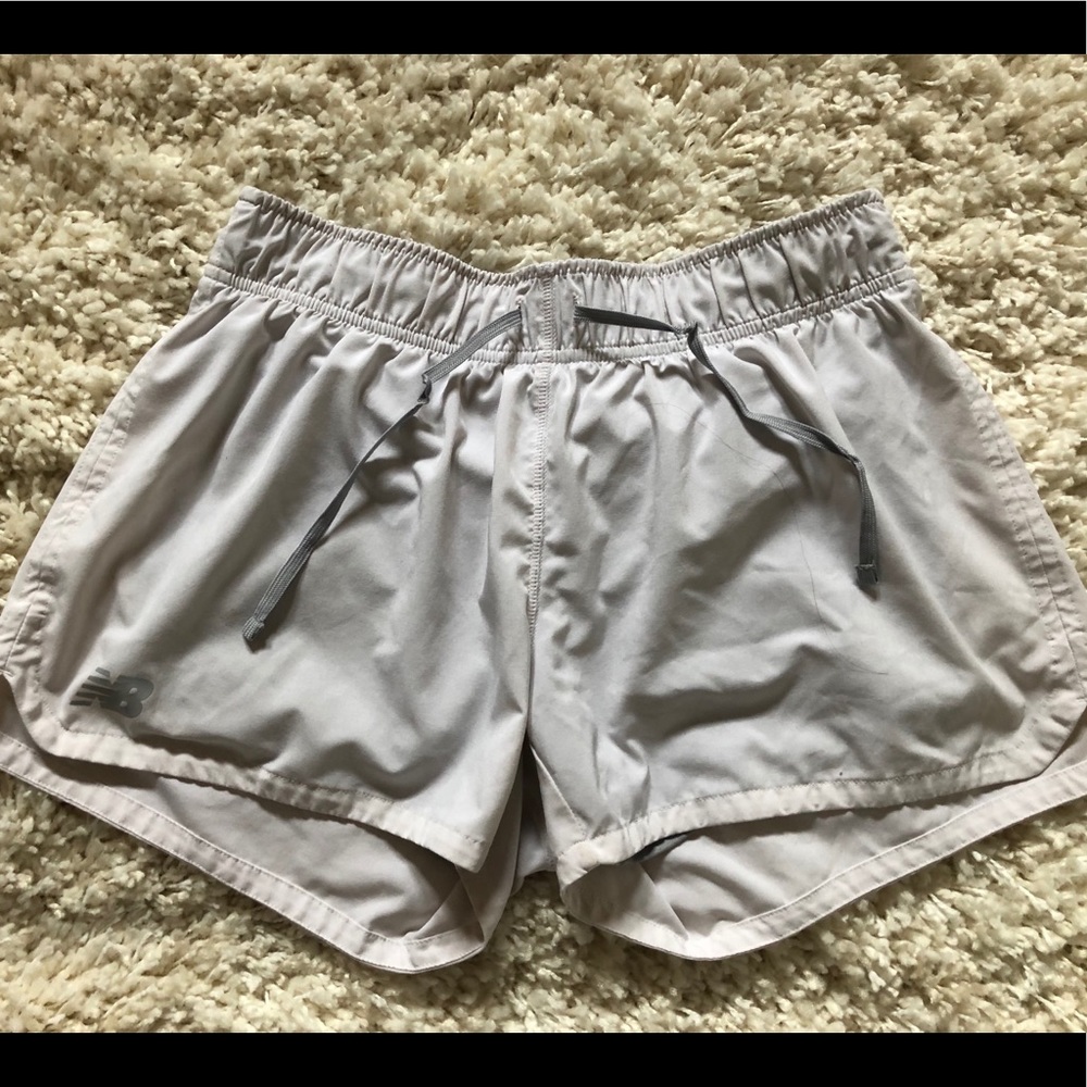 Grey and white NB running shorts